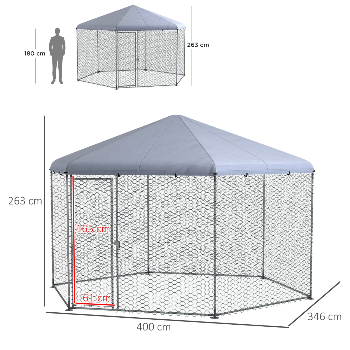 PawHut Walk-In Chicken Run with Cover for Chickens, Ducks and Rabbits