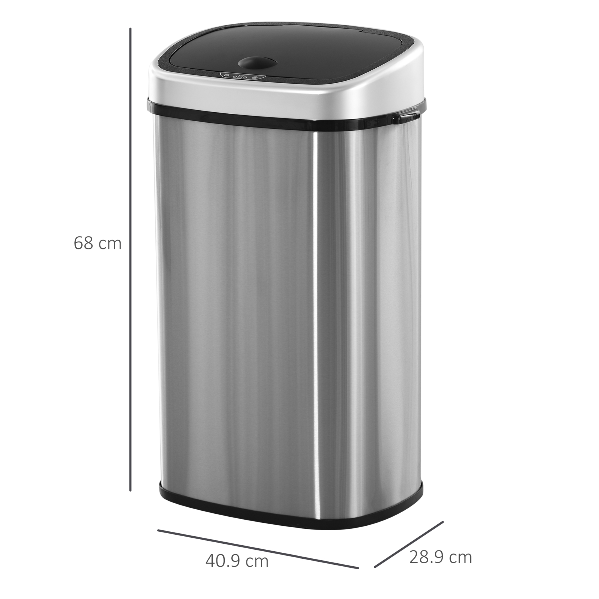 Sensor Bin, 58L, Touch-Free Motion Sensor, Mirror Stainless Steel and ABS Plastic