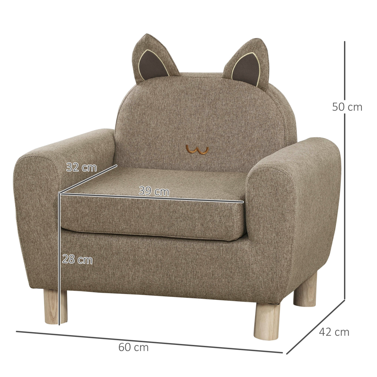 HOMCOM Kids Mini Sofa Toddler Armchair with Storage Bag Brown