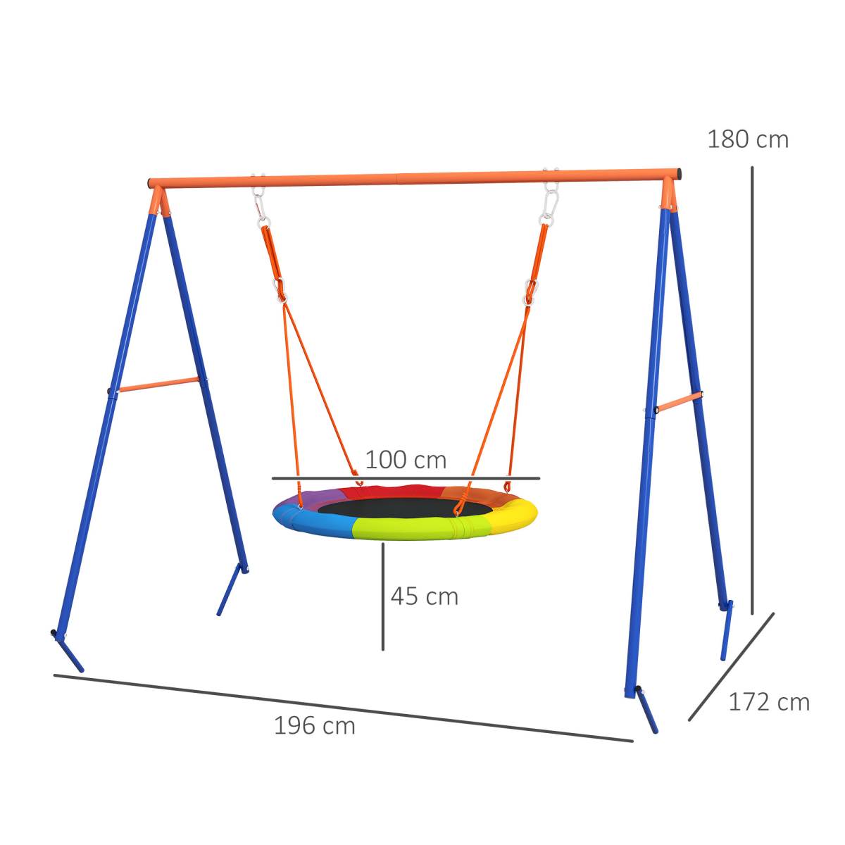 Outsunny Kids Nest Swing Seat with A-Frame Structure for Outdoor Use, Fits Up to 2 Kids