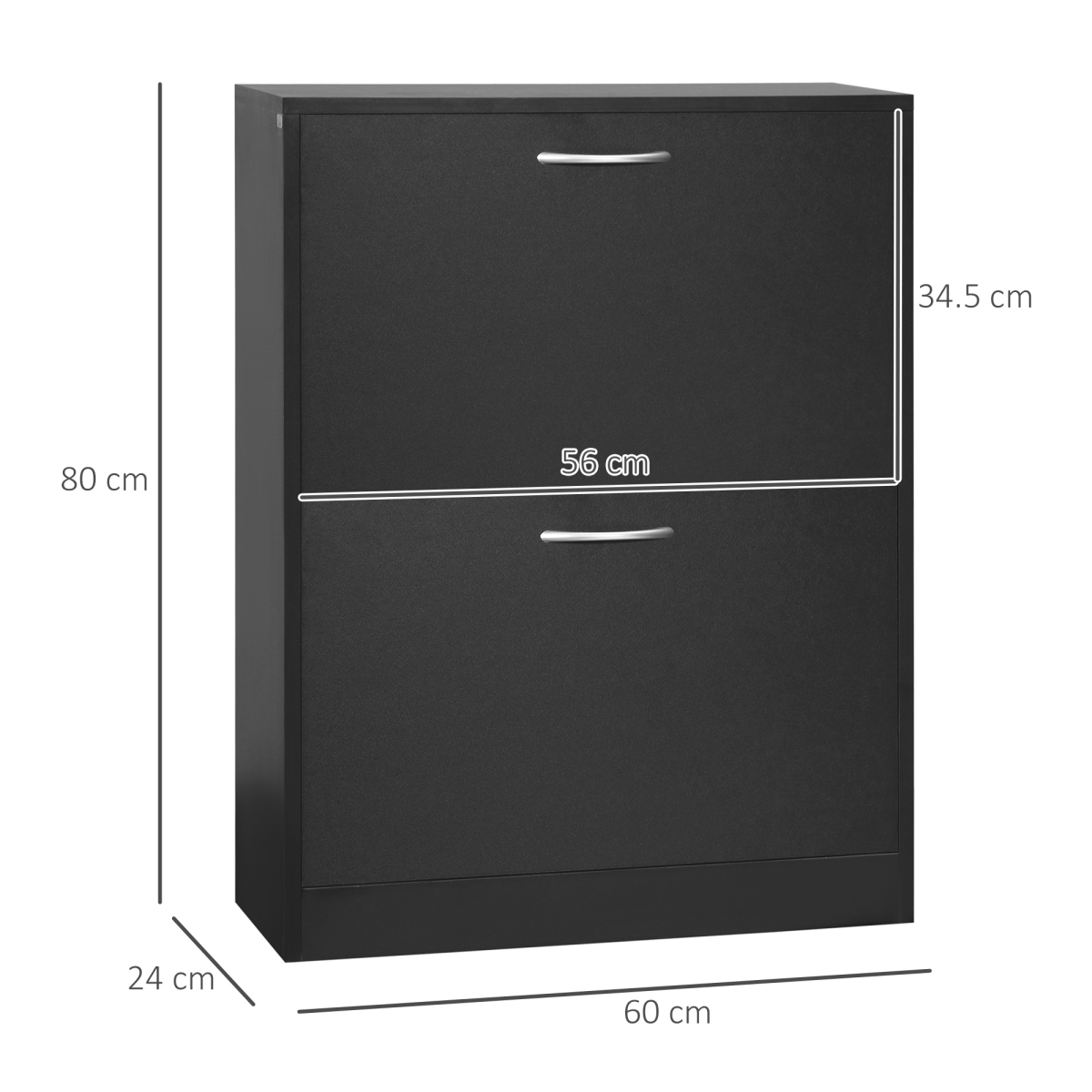 HOMCOM 2-Tier Shoe Cabinet, 12-Pair Storage Cupboard, Black
