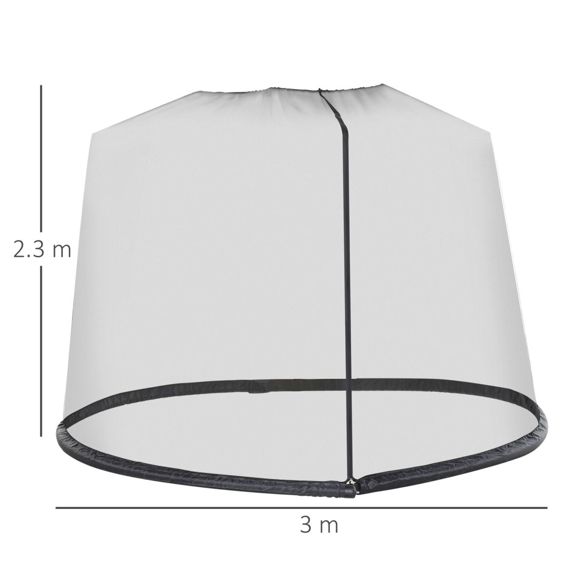 Outsunny 2.3m Black Umbrella Table Mosquito Net with Zippered Door