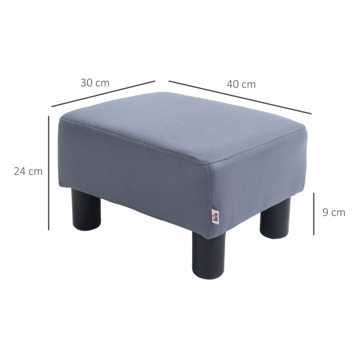Grey PU Leather Ottoman Footstool for Home and Office, 40 x 30 x 24 cm