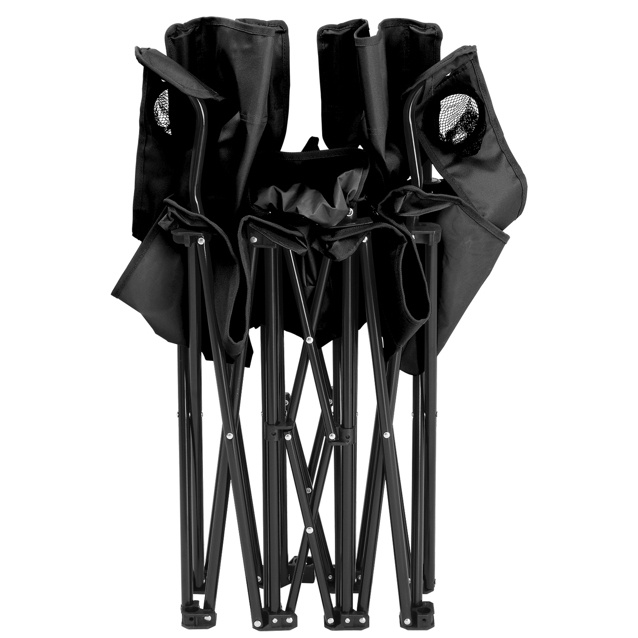 Portable Outdoor 2-Seat Folding Chair with Removable Sun Umbrella, Black