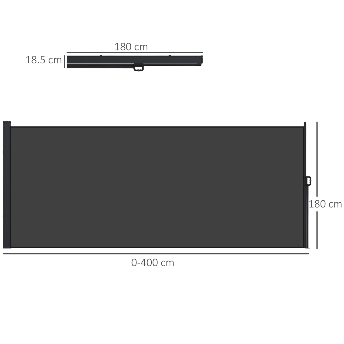 Outsunny Retractable Side Awning Outdoor Privacy Screen, 400 x 180cm, Black