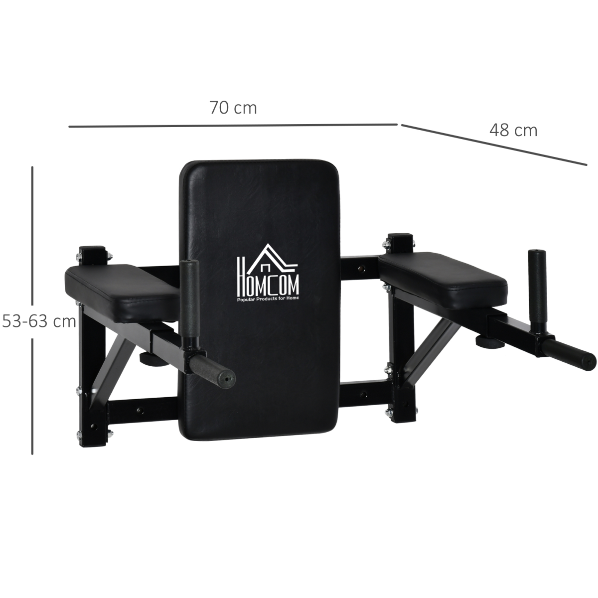 Wall Mounted Pull Up Bar Rack for Pull Ups and Knee Raises, Adjustable Width, with Backrest and Arm Supports