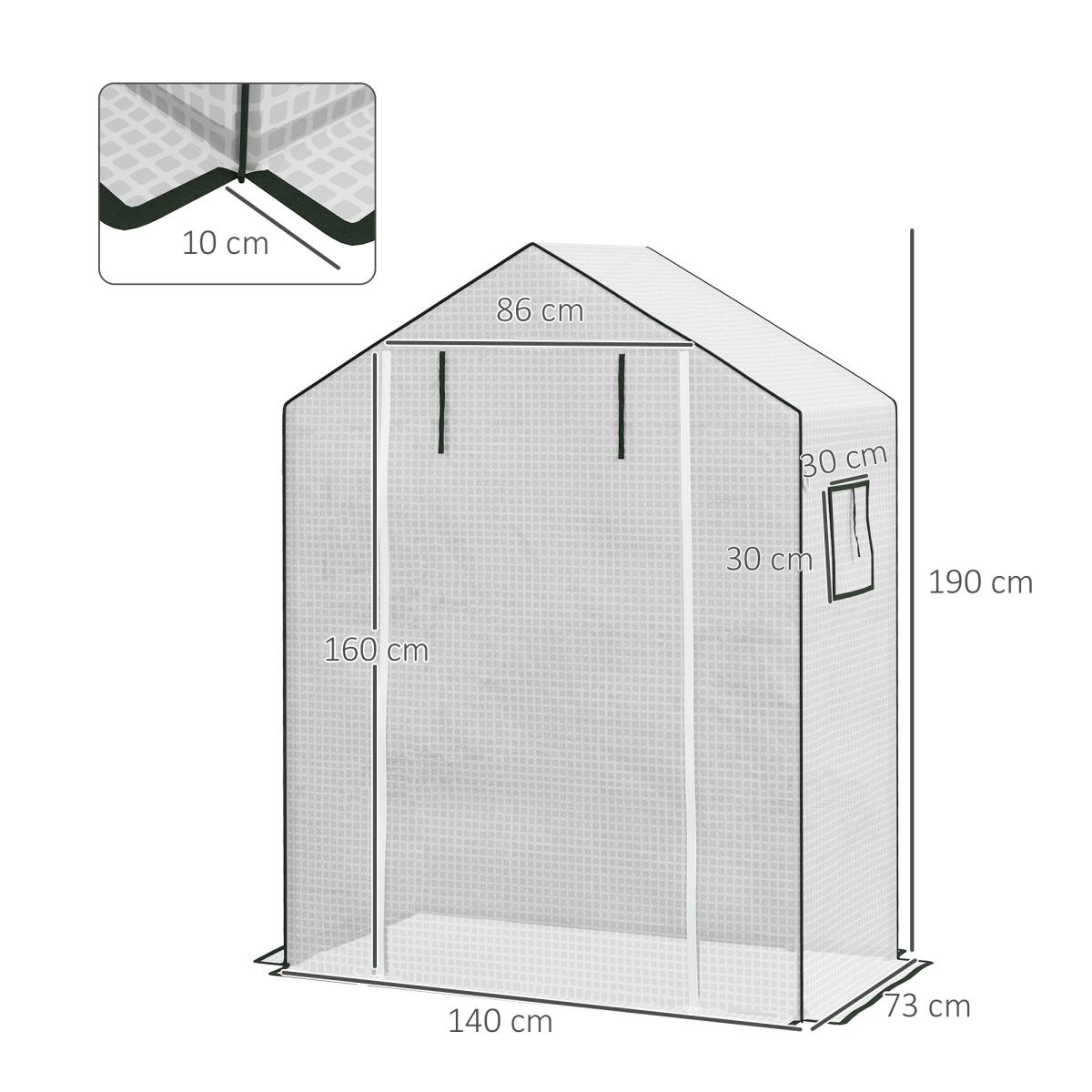 Outsunny PE Greenhouse Cover Replacement with Door and Mesh Windows, White, for SKU 845-511, 845-944V00WT