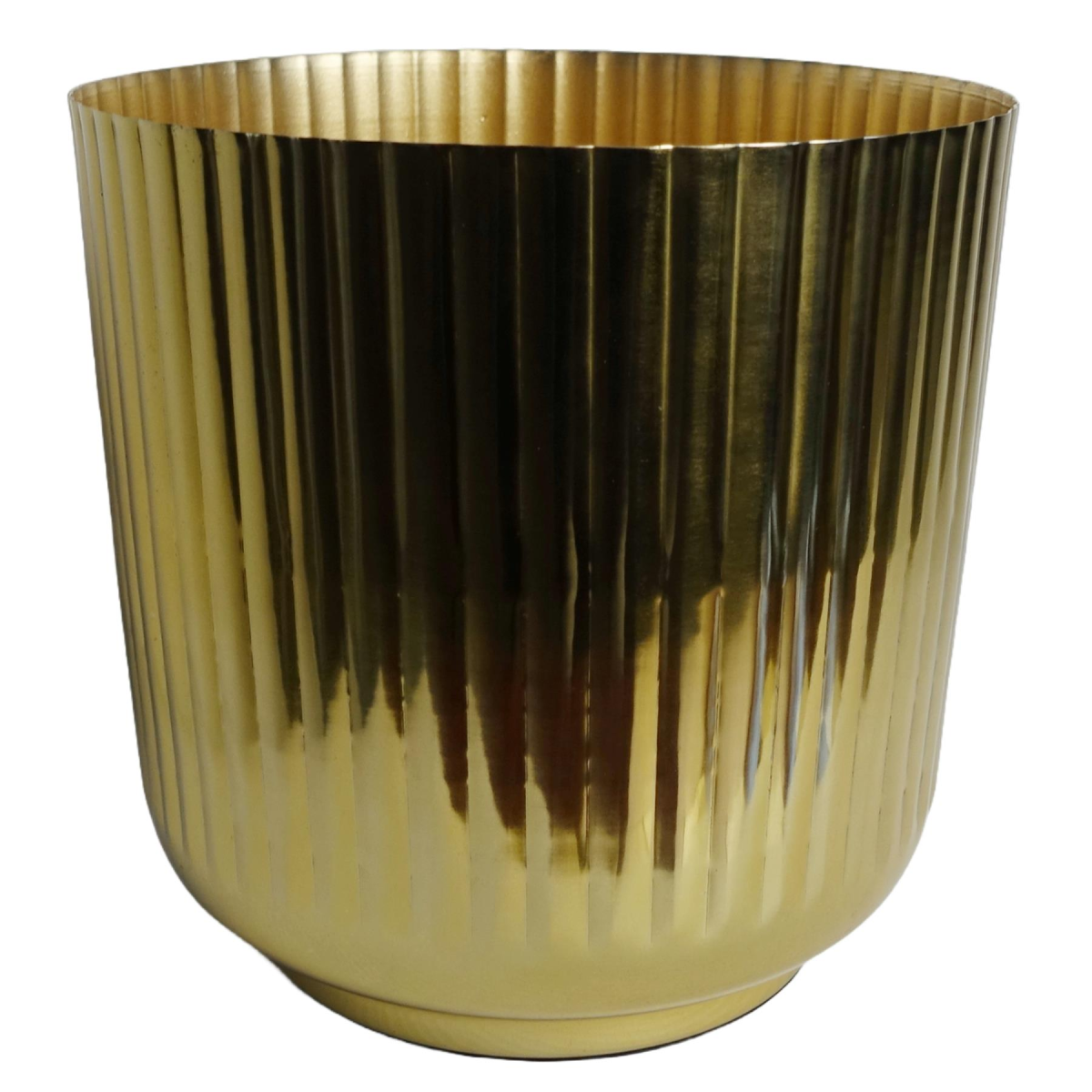 Leaf 20.5cm Gold Fluted Metal Planter