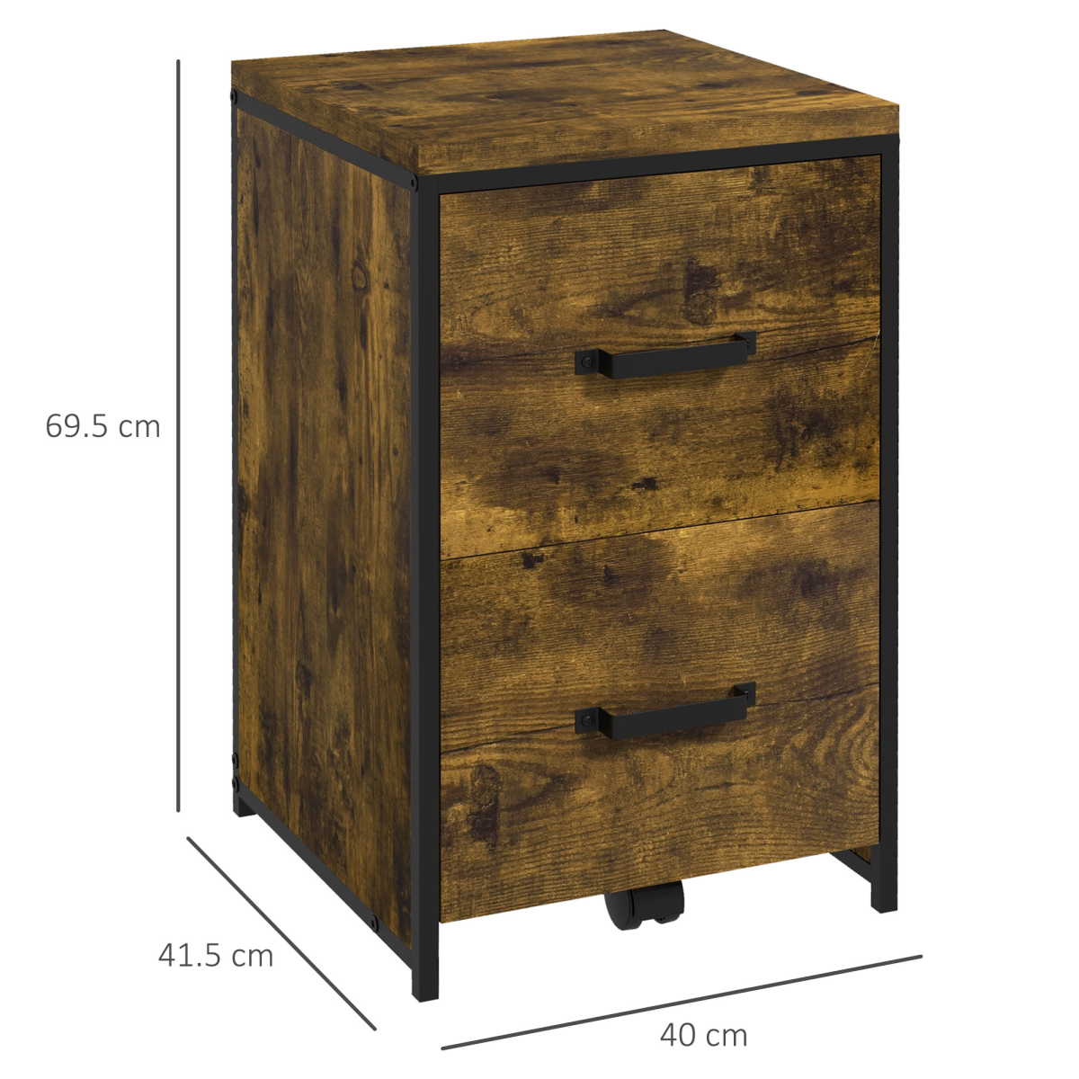 70cm Vertical Office Filing Cabinet with 2 Drawers and Adjustable Hanging File Bars