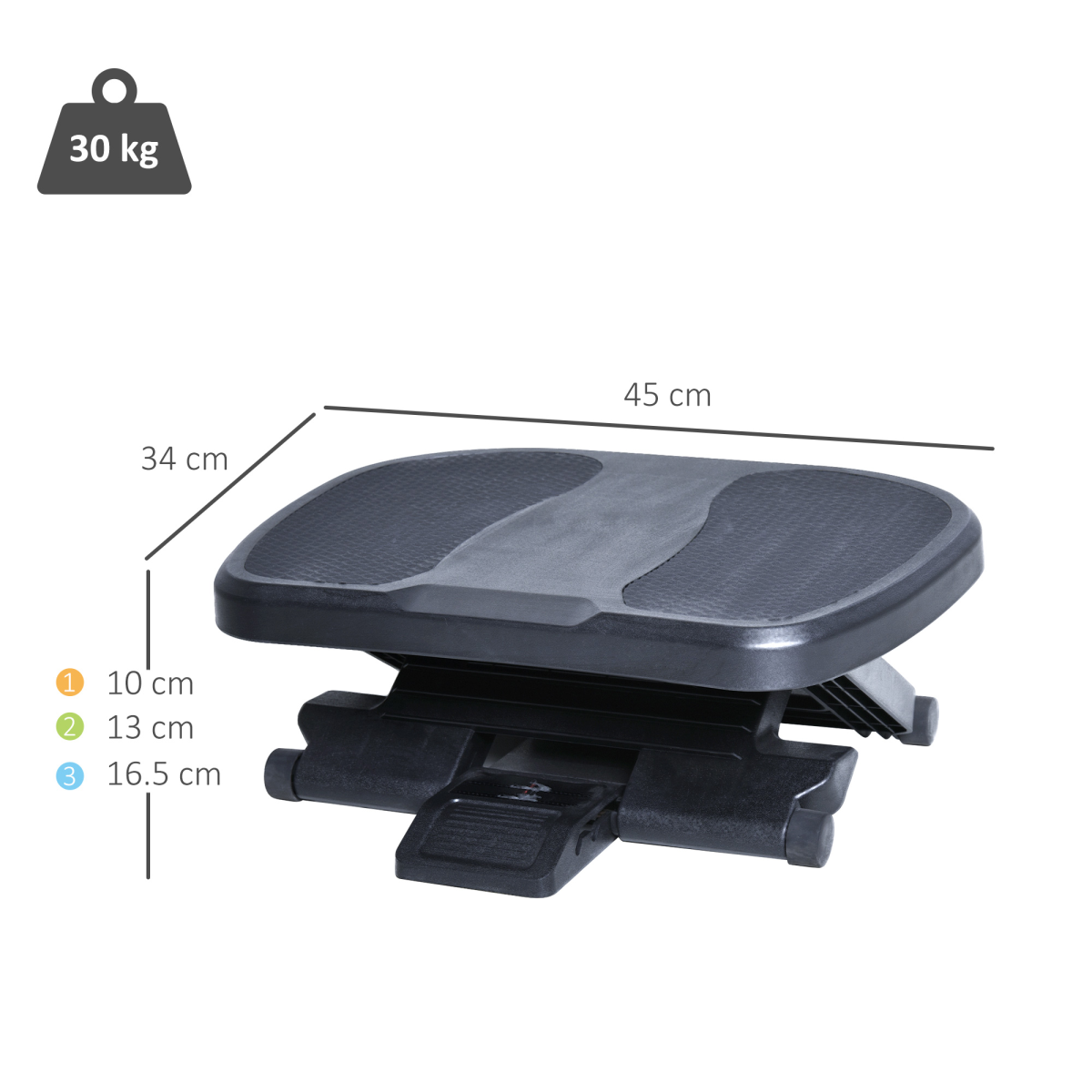 Adjustable Under-Desk Footrest with Height & Tilt, Anti-Slip Top