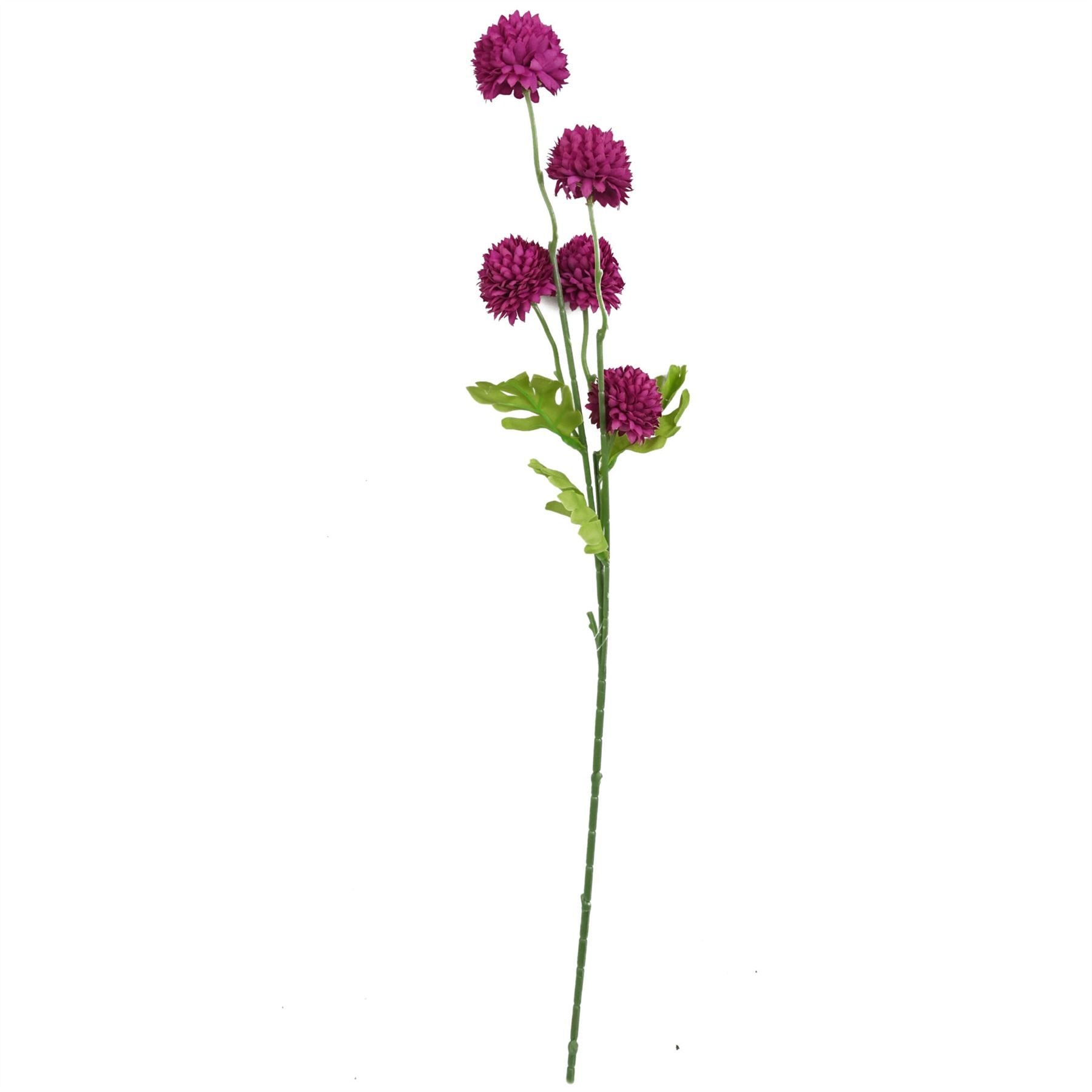 Leaf 50cm Pink Artificial Dahlia Pompom Spray with 5 Blooms