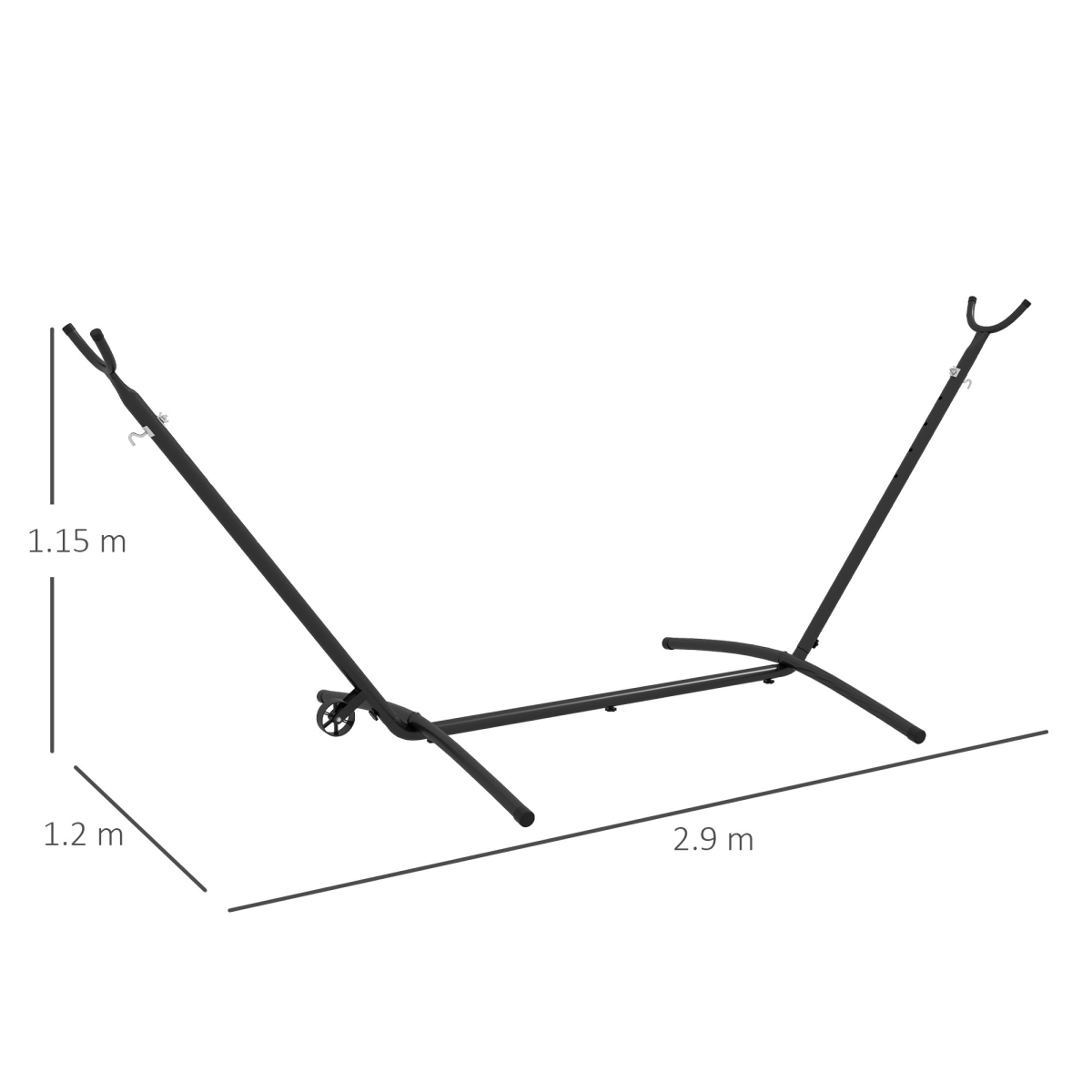 Outsunny Adjustable Hammock Stand with Wheels and Carry Bag, Black