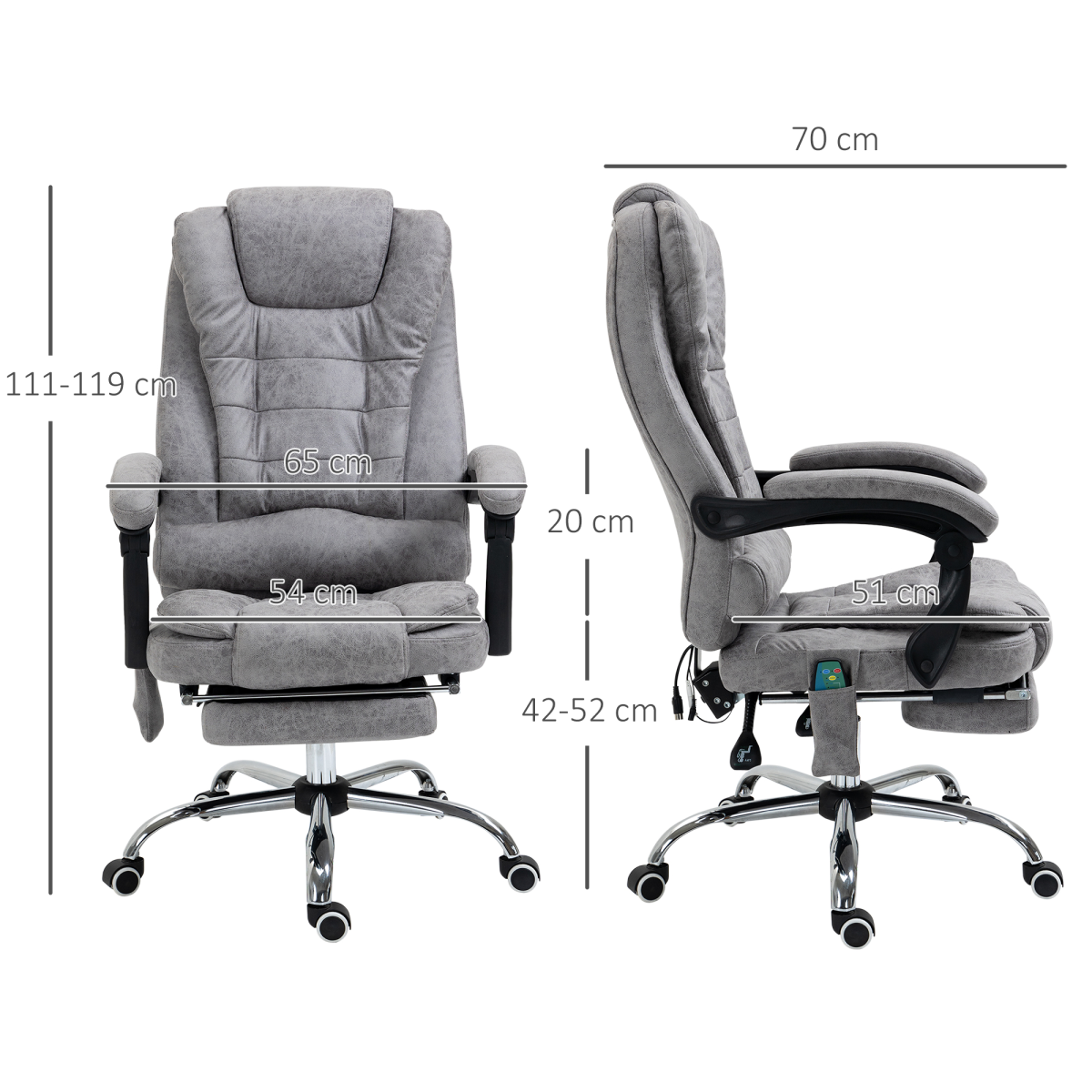 Vinsetto Vintage High Back Heated Massage Office Chair with 6 Vibration Points, Grey