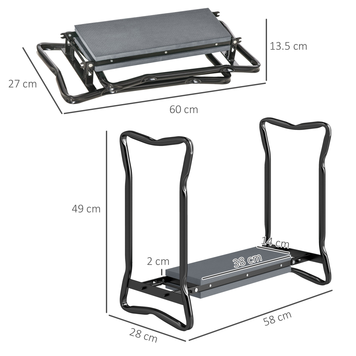 Outsunny 2-in-1 Folding Garden Kneeler Bench with Foam Pad, Grey
