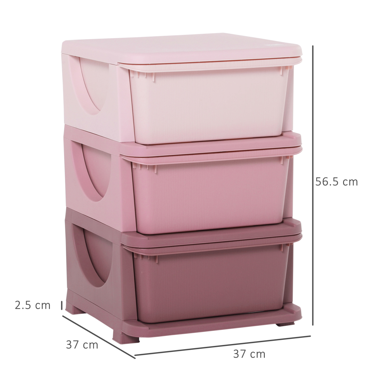 HOMCOM Kids Storage Units with Drawers 3 Tier Chest Vertical Dresser Tower