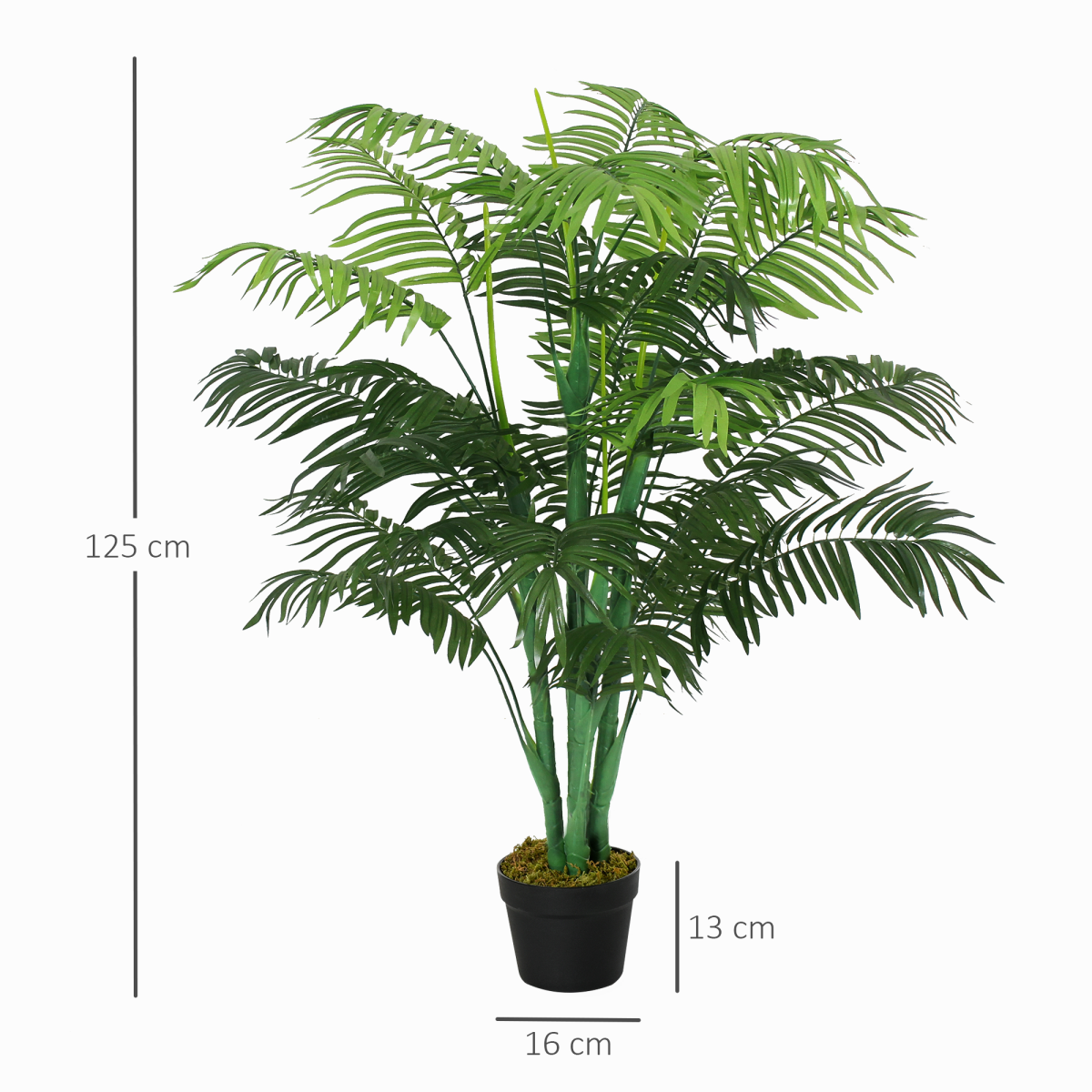 Outsunny Artificial Palm Tree with 18 Bendable Leaves, Cement-Filled Nursery Pot, 125cm