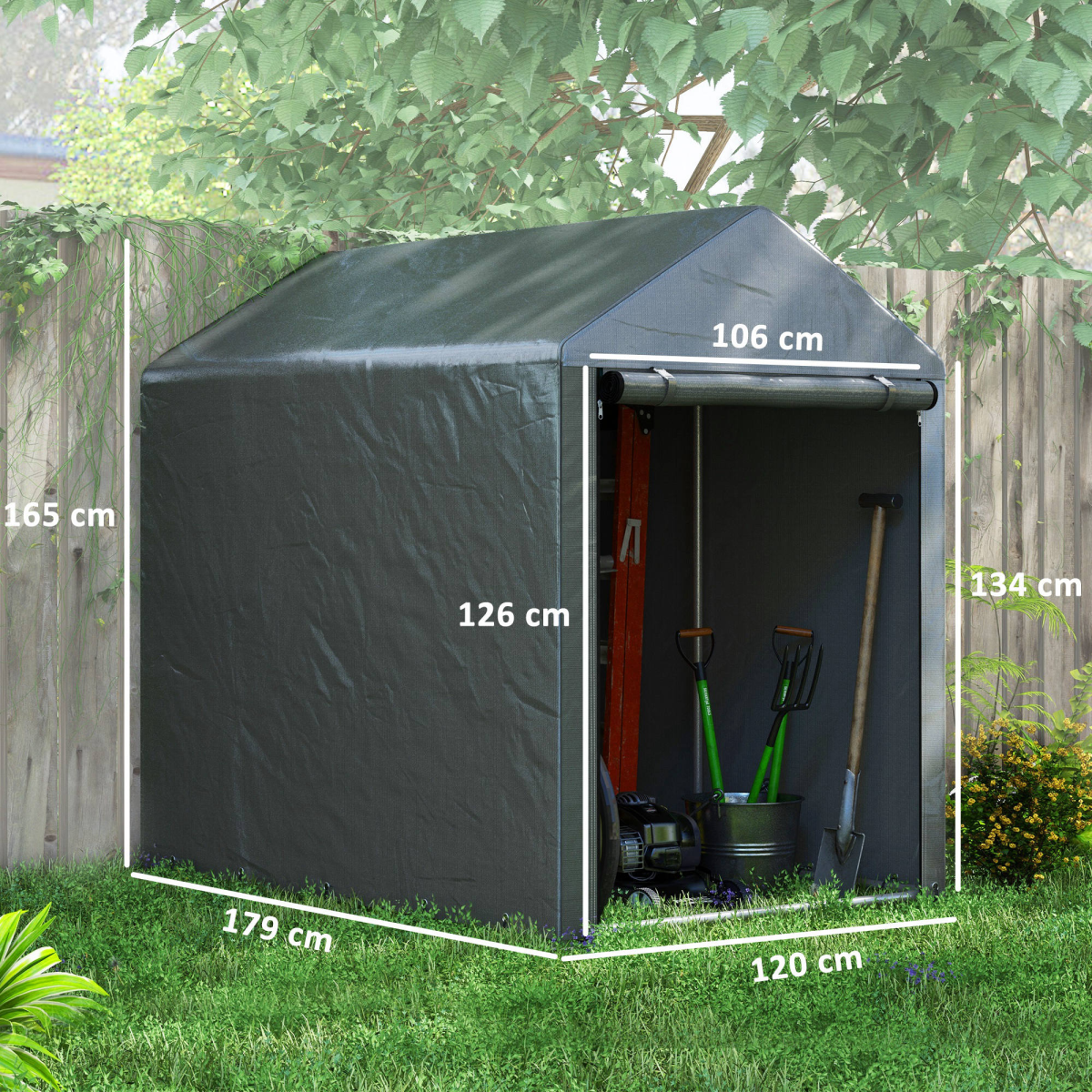 Outsunny 179 x 120cm Temporary Garden Shed with Weather-Resistant Cover