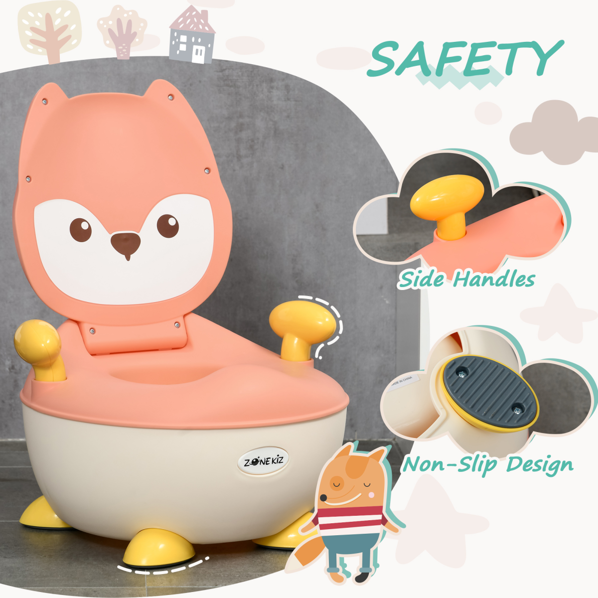 ZONEKIZ Infant Potty Training Toilet with Splash Guard, Non-Slip Feet