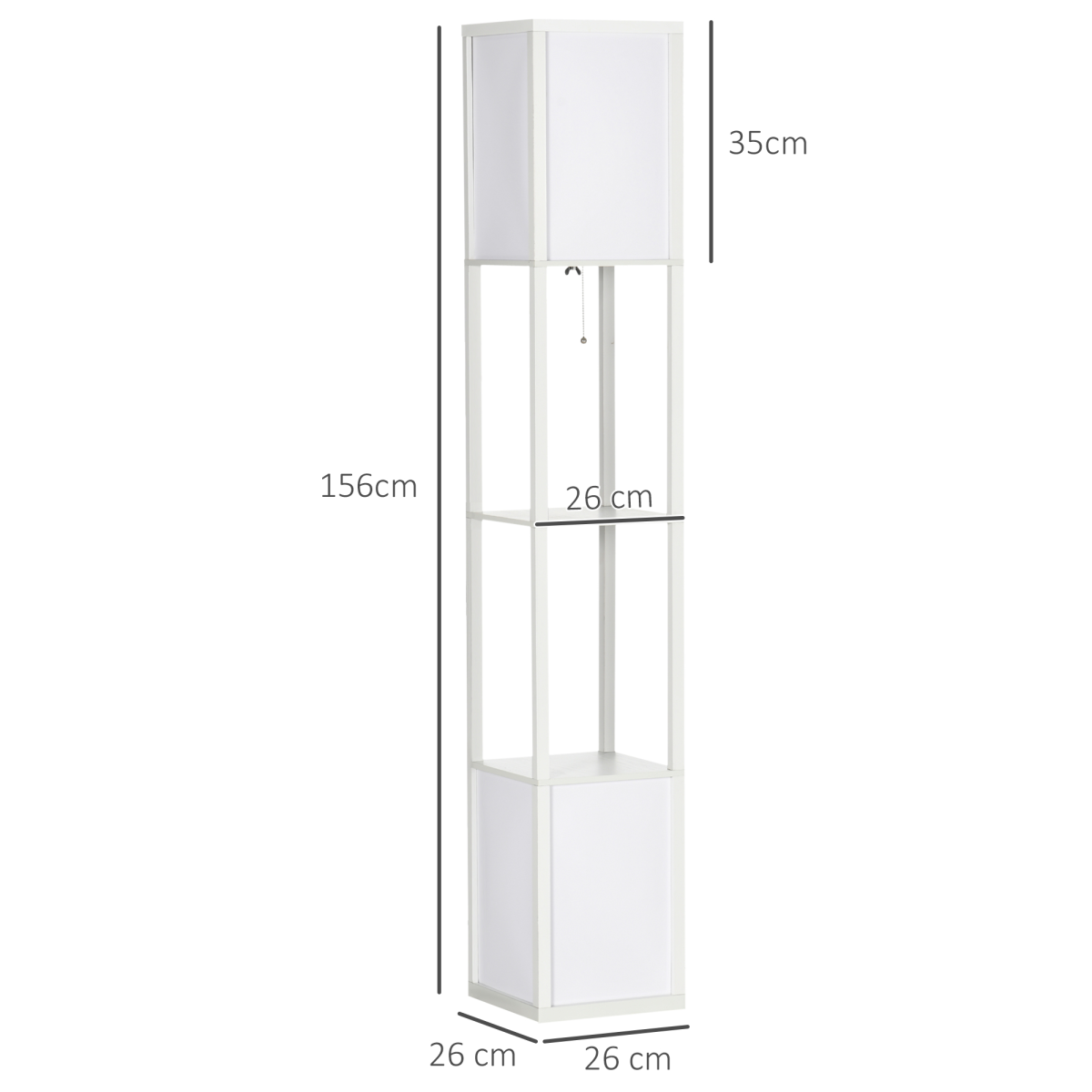 HOMCOM White Shelf Floor Lamp with Dual Light and Shelves
