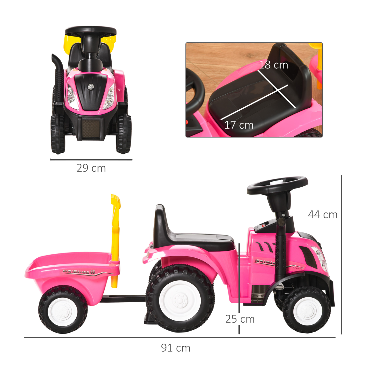 Sliding Car w/Horn No Power Storage Indoor & Outdoor for 12-36 Months Pink