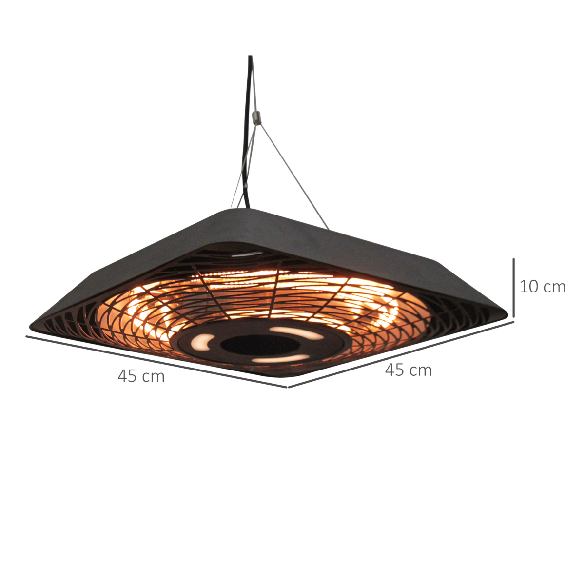 Outsunny 2000W Halogen Hanging Patio Heater with Remote, Black