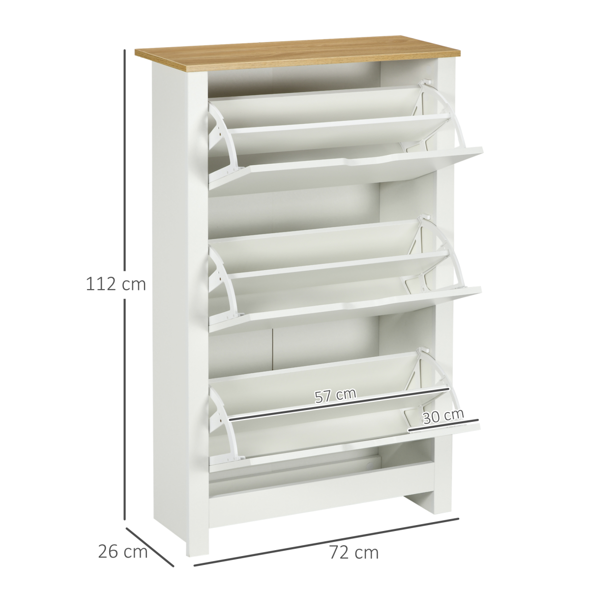HOMCOM 18-Pair Shoe Storage Cabinet with 3 Drawers, 6 Shelves, White