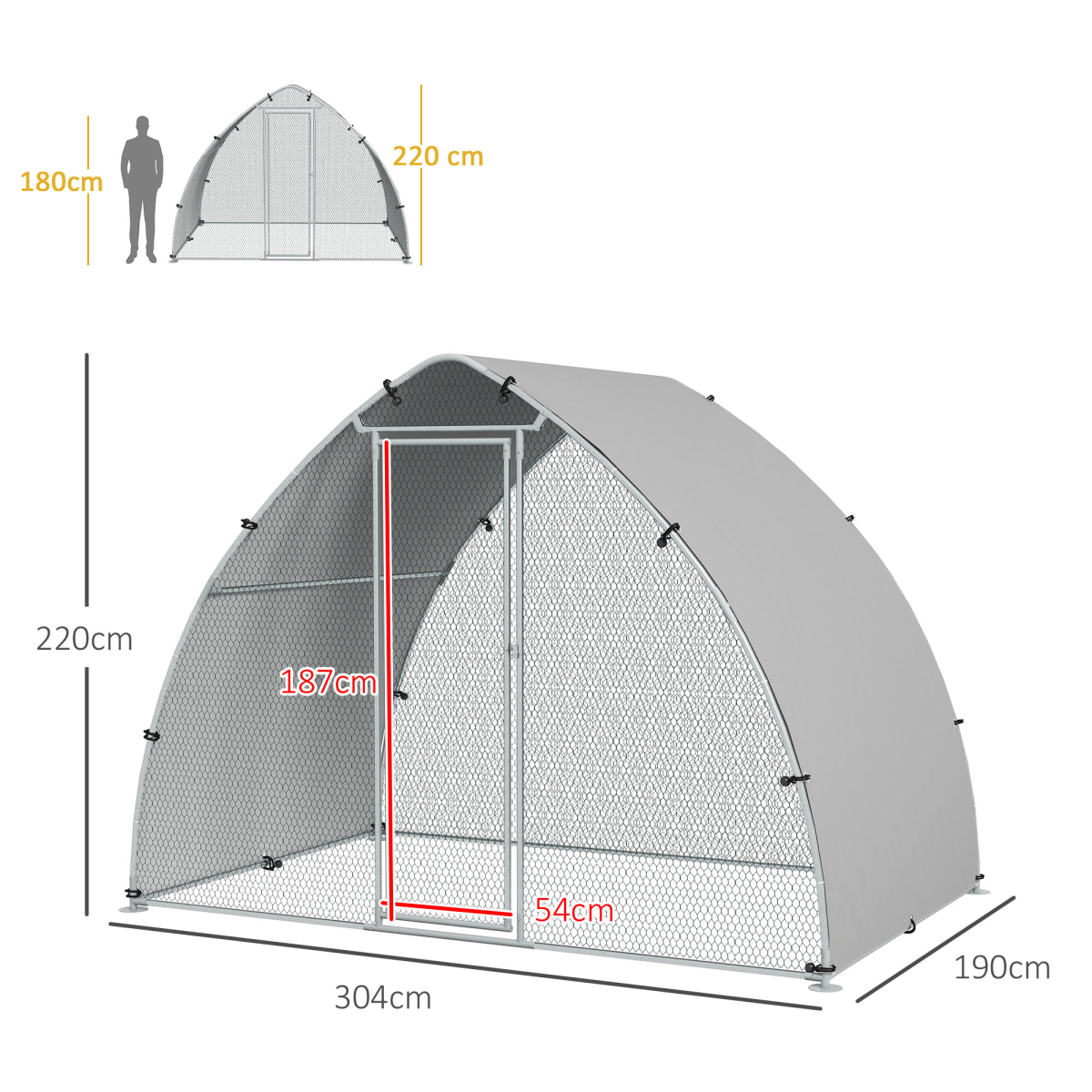 PawHut Walk-In Chicken Run with Cover for 4-6 Chickens