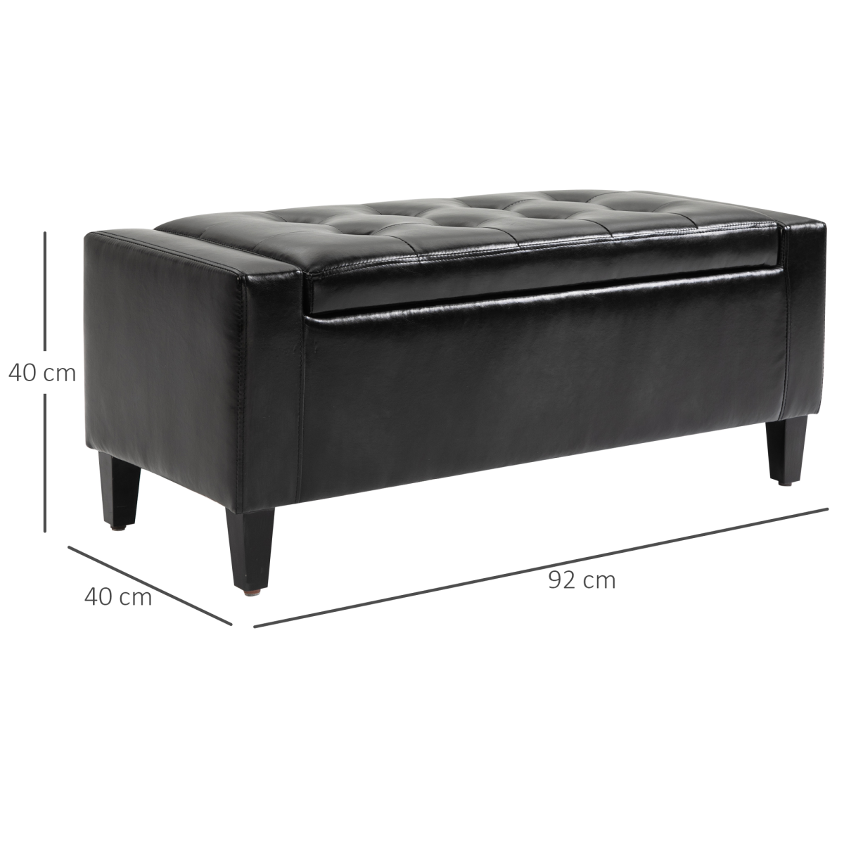 HOMCOM Faux Leather Tufted Storage Ottoman Bench with Lift-Top