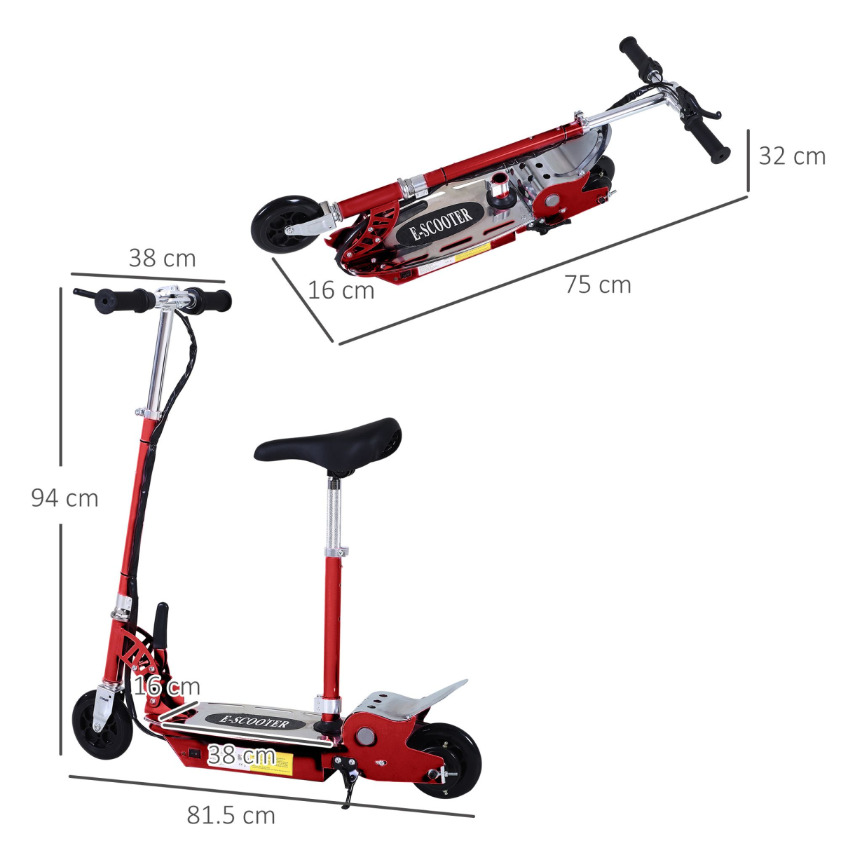 Foldable Electric Scooter for Kids Ages 7-12, 12V 120W, Adjustable Height, Rear Brake