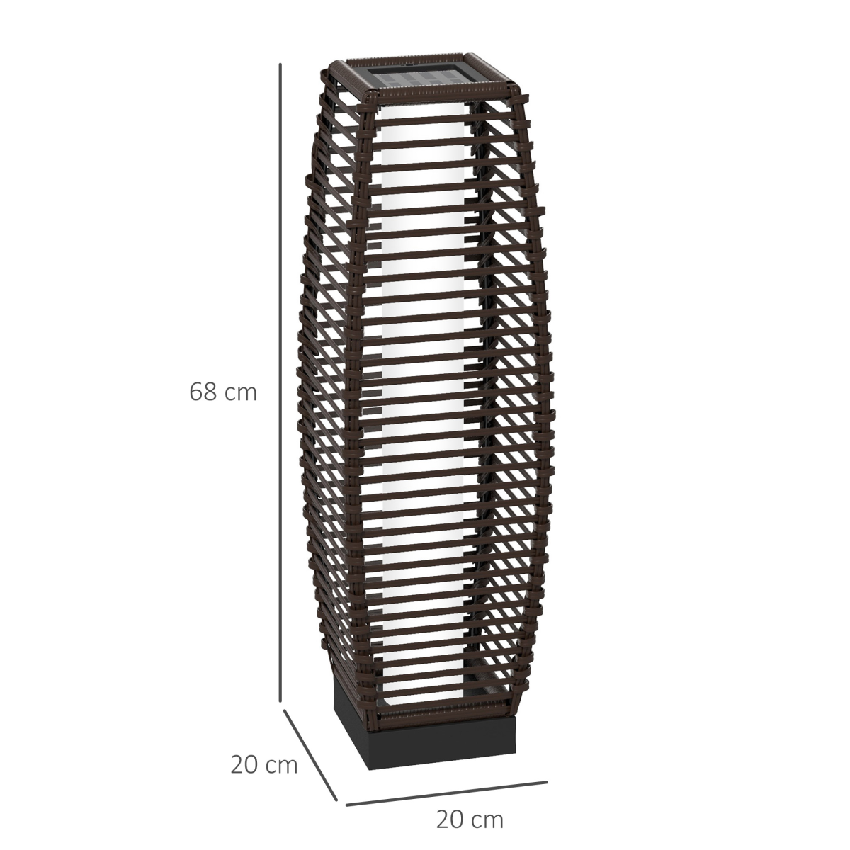 Outsunny Rattan Solar Floor Lamp with Auto On/Off LED Light for Porch and Yard, Brown