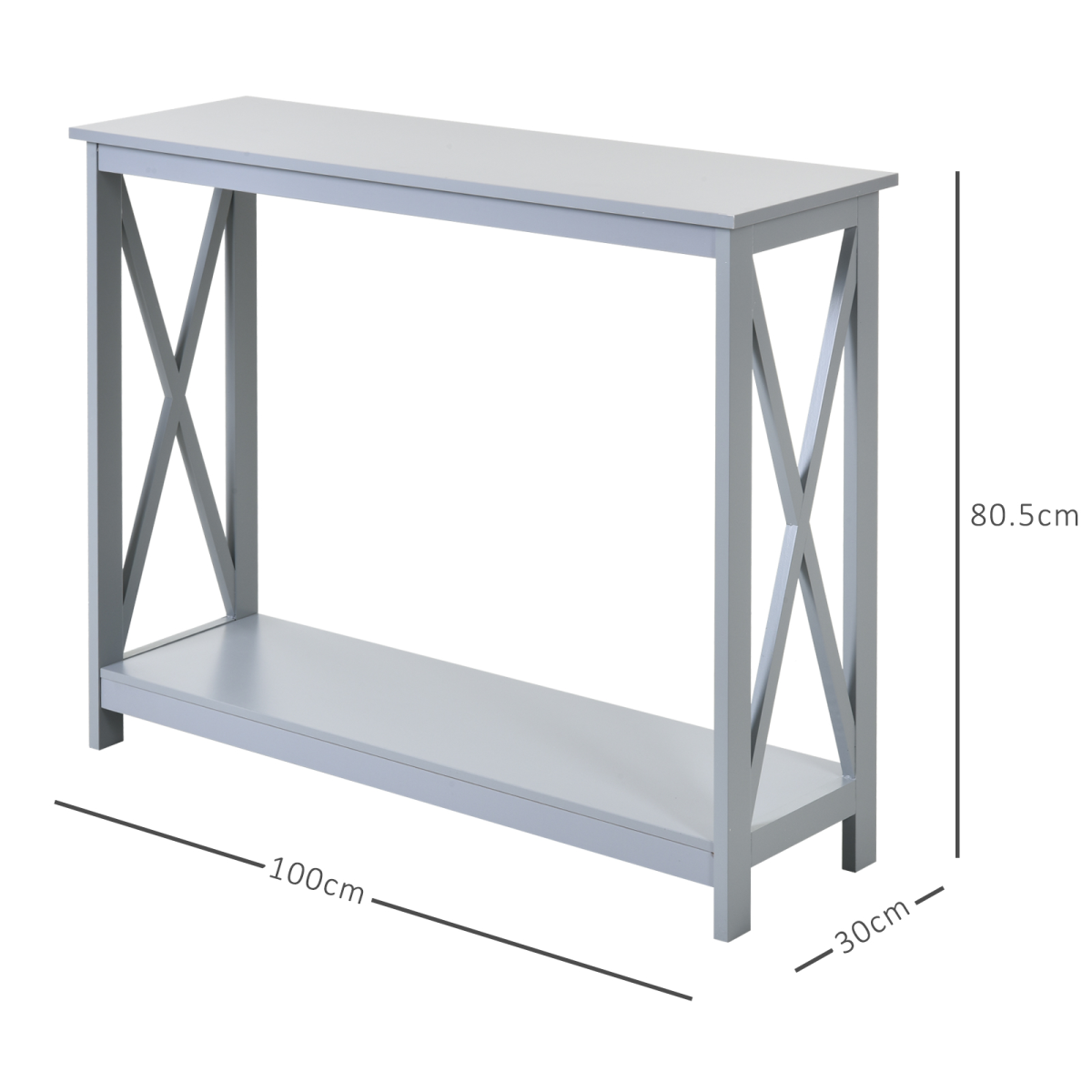 Solid MDF Console Table with Lower Storage Shelf, Entryway Hall Display Table