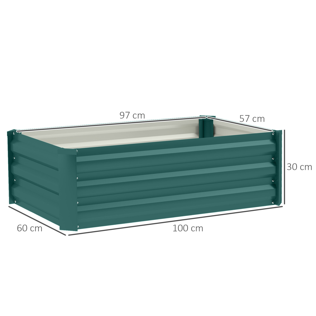 Outsunny Set of 2 Galvanised Steel Raised Garden Beds, Green