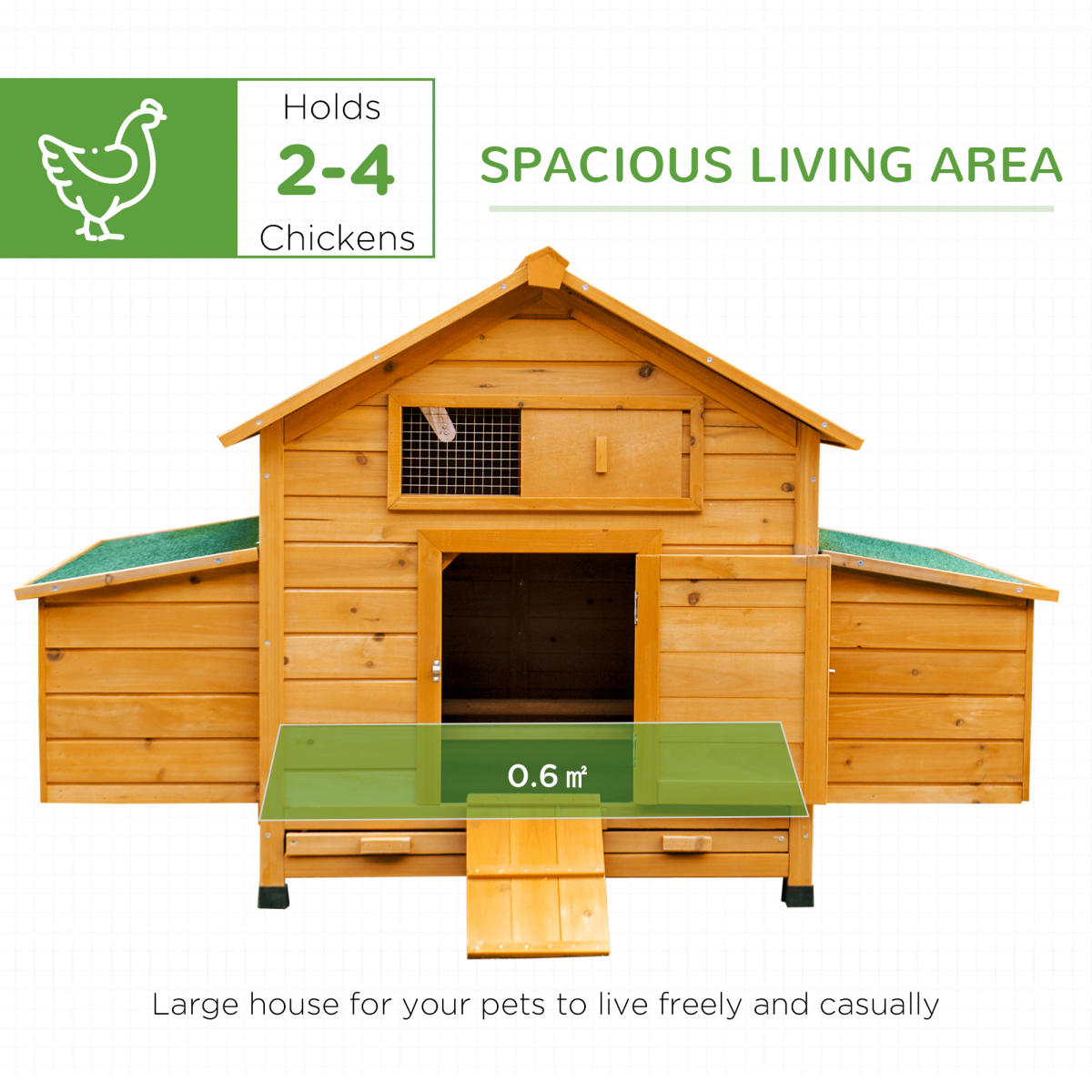 PawHut Outdoor Fir Wood Pet House with Nesting Boxes & Roof