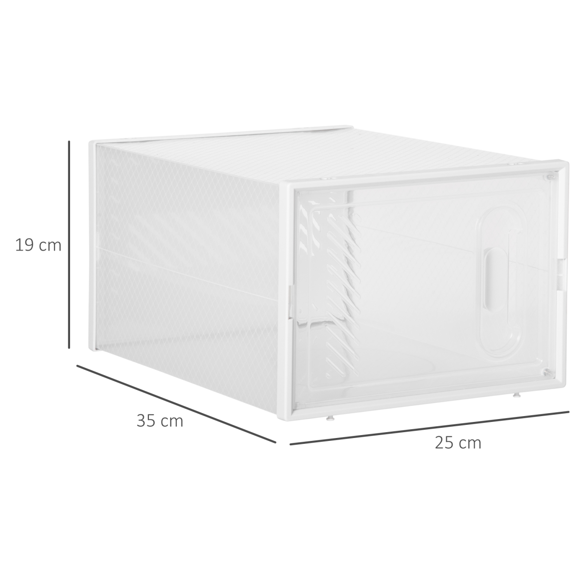 HOMCOM 18-Piece Clear Plastic Shoe Boxes, UK/EU Size up to 8.5/43, 25 x 35 x 19cm