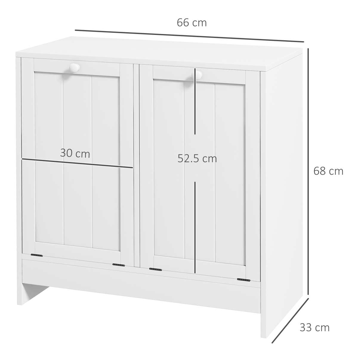 kleankin White Tilt-Out Laundry Cabinet with 2 Hamper Compartments