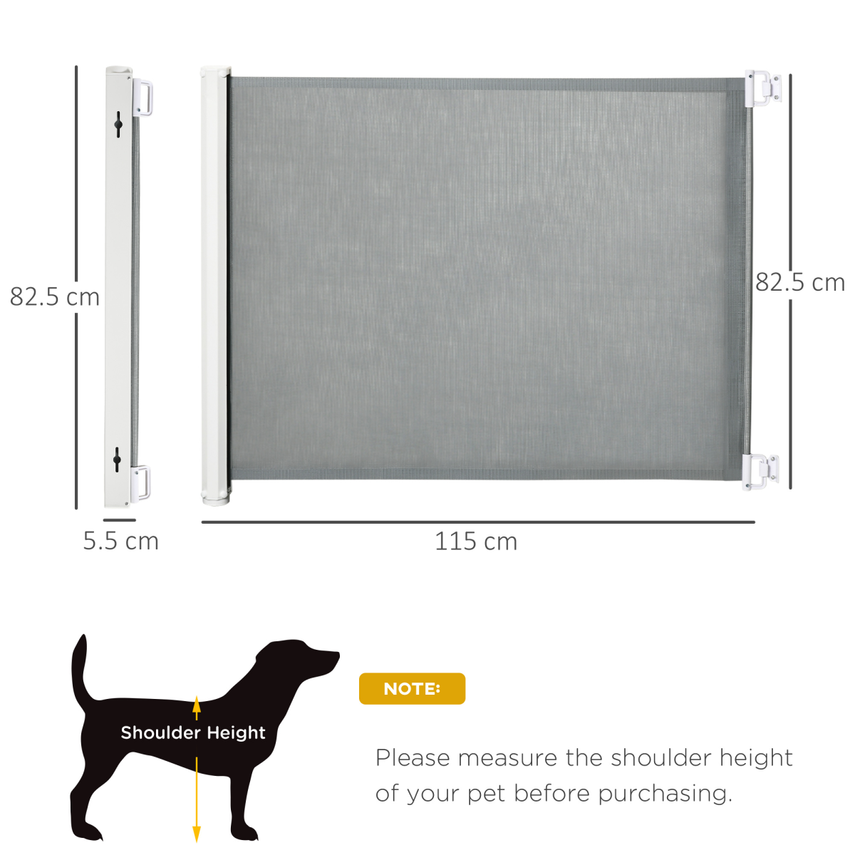 PawHut Retractable Safety Gate Folding Pet Barrier, Adjustable to 115cm, for Doorways, Staircases and Hallways