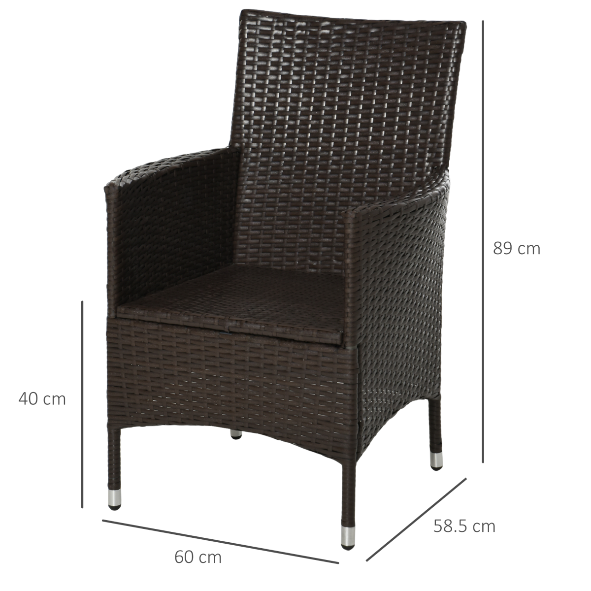 Outsunny 2-Piece PE Rattan Chair Set with Cushions