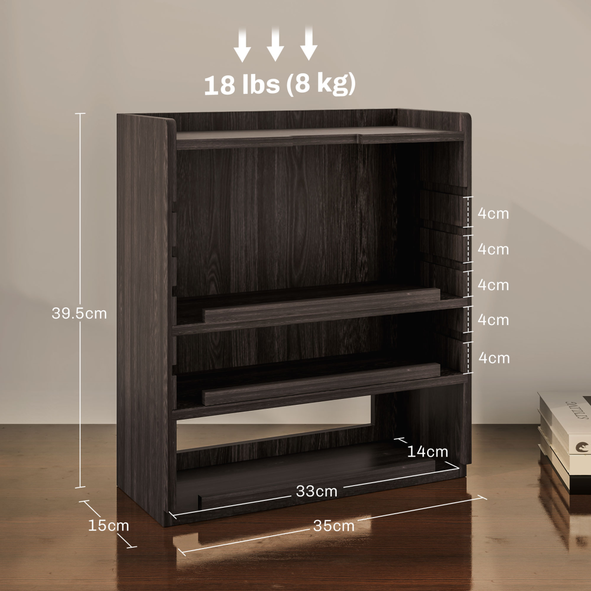 HOMCOM 4-Tier Desktop Organiser with Adjustable Shelves, Dark Brown