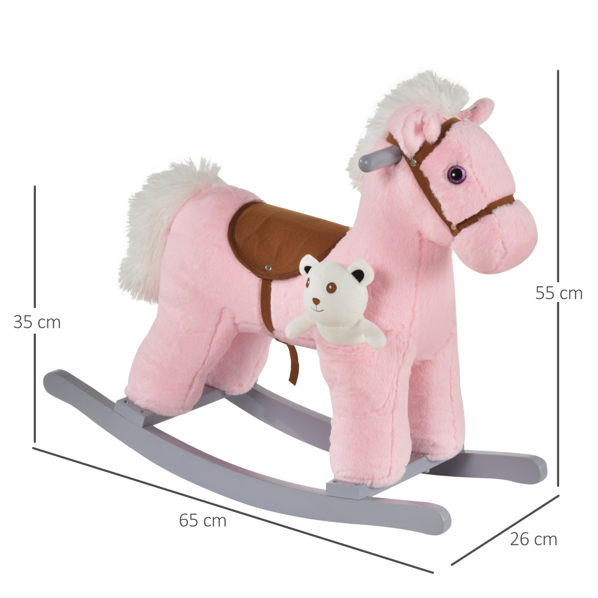 Kids Plush Ride-On Rocking Horse with Sounds and Handlebars