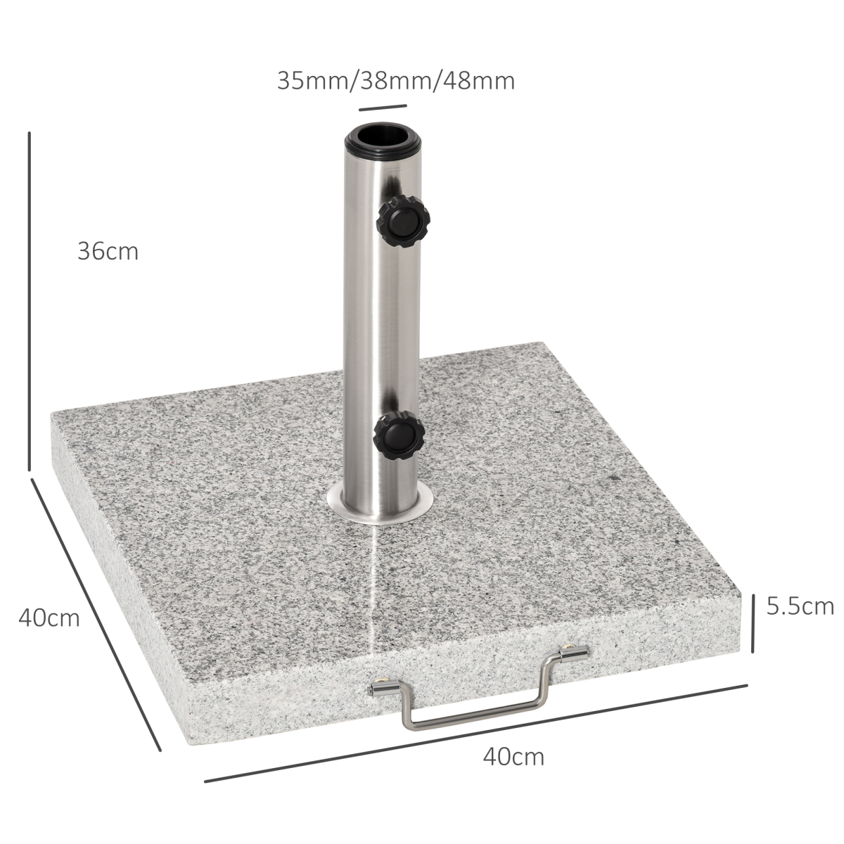 Outsunny 25 kg Marble Umbrella Base with Handle and Wheels - Hemp Grey