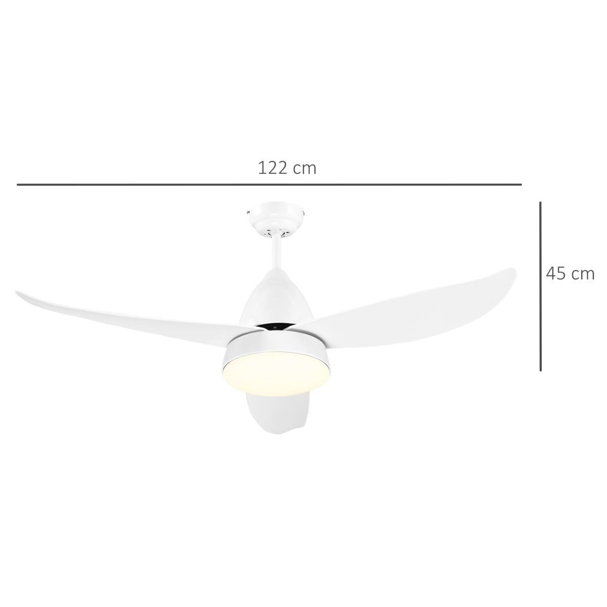 HOMCOM Reversible Ceiling Fan with Light, 3-Blade White, 6-Speed Remote Control, 4000K LED Light