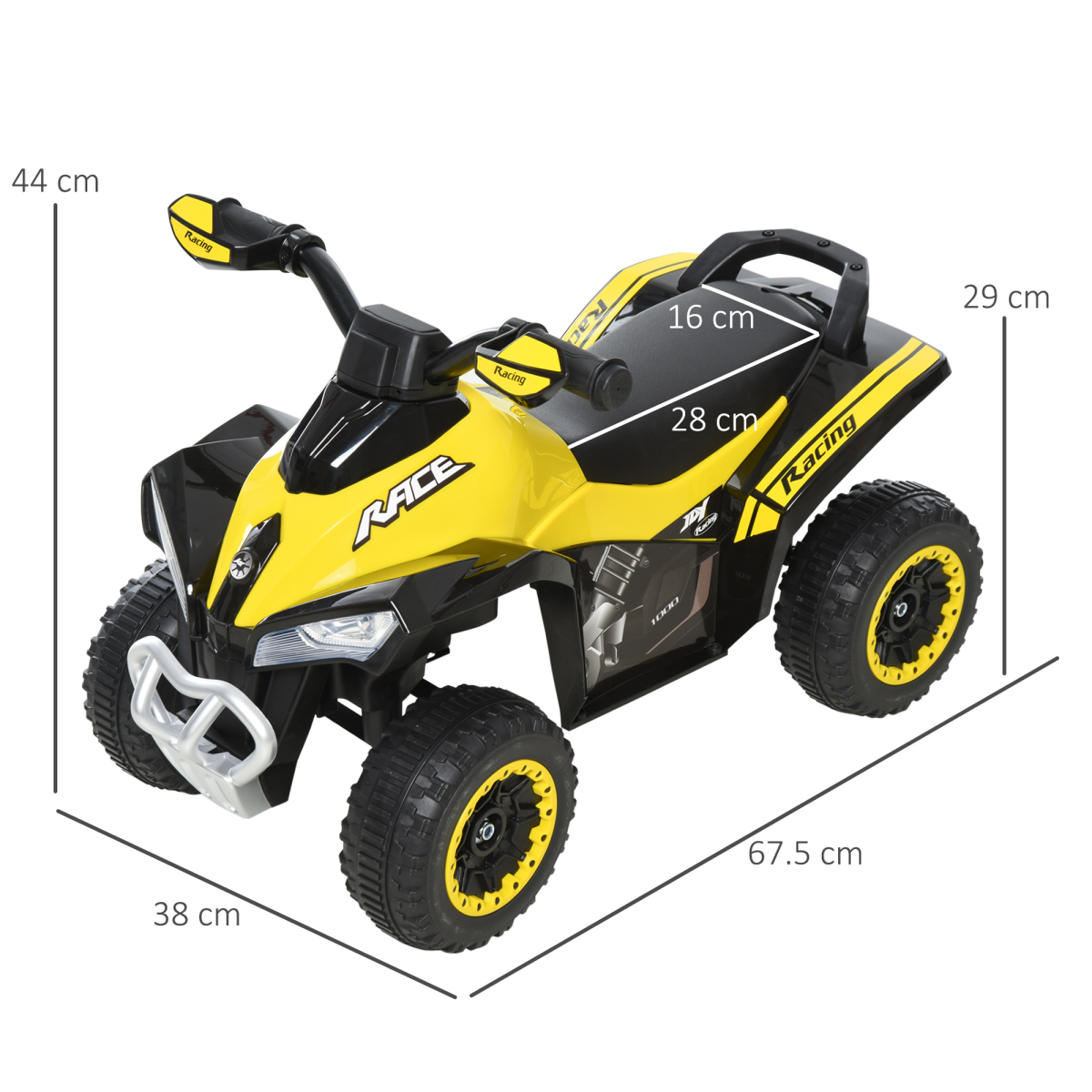 Toddler Quad Ride-On Car, Foot-to-Floor, Lights & Music