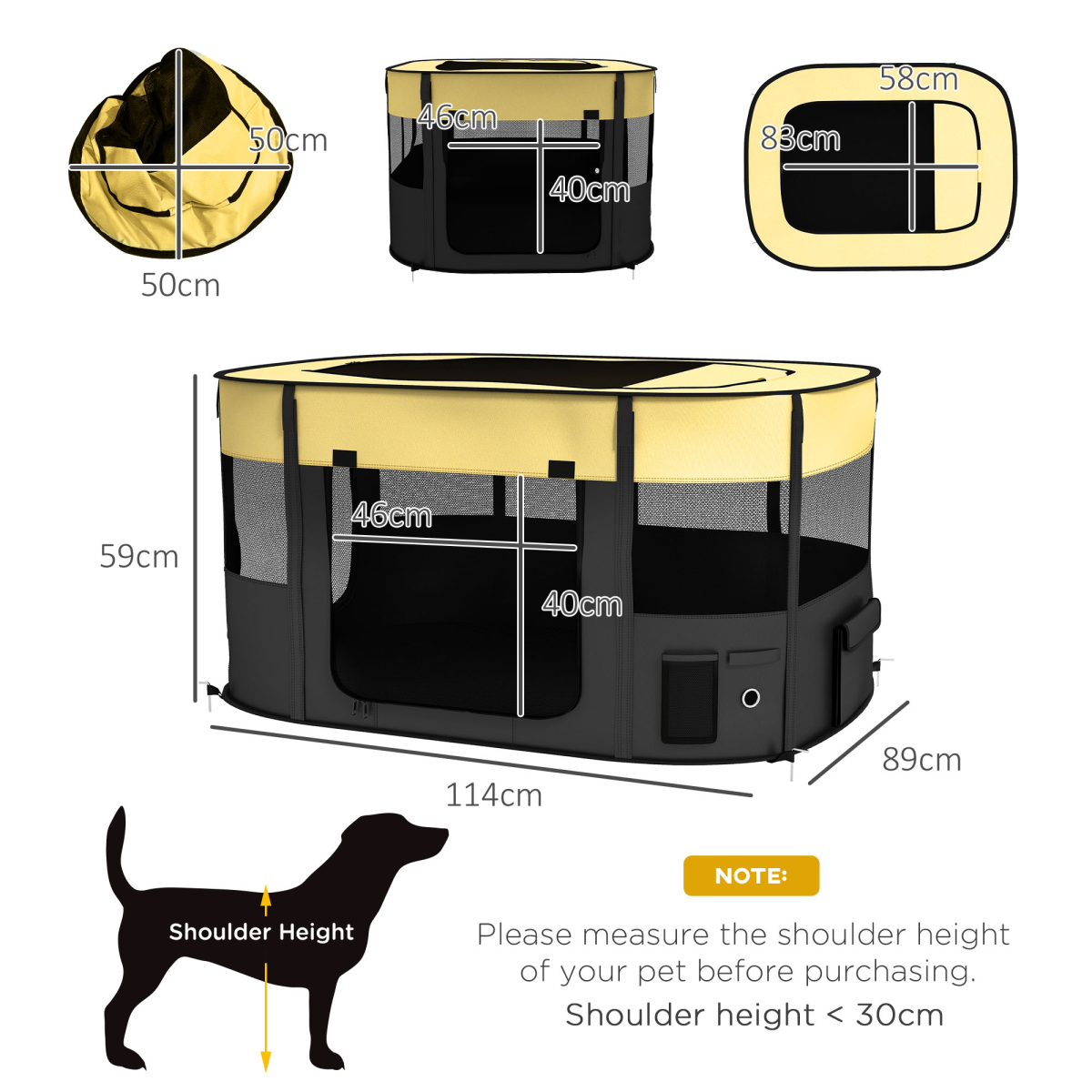 PawHut Portable Foldable Pet Pen for Small Animals, Yellow