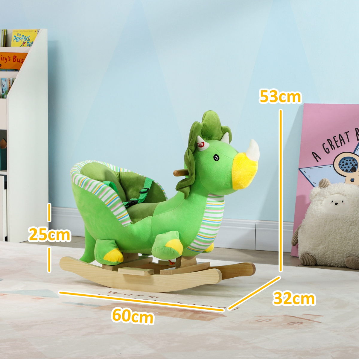 AIYAPLAY Dinosaur Baby Rocker with Animal Sound, Green