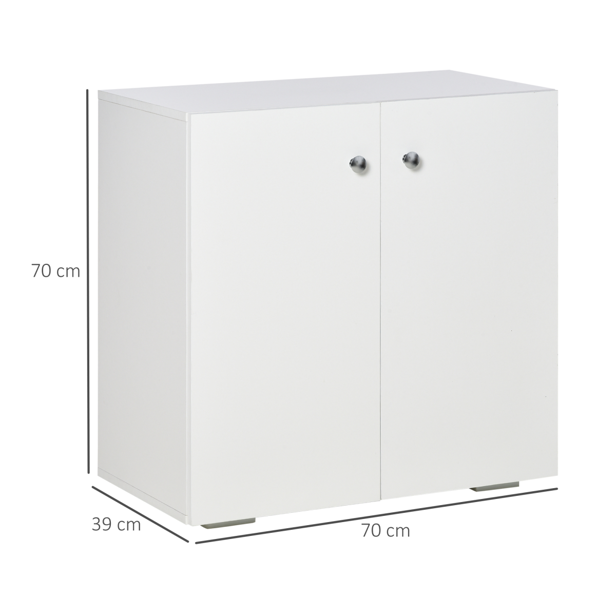 Freestanding Storage Cabinet with 2 Shelves, Wooden Sideboard, White