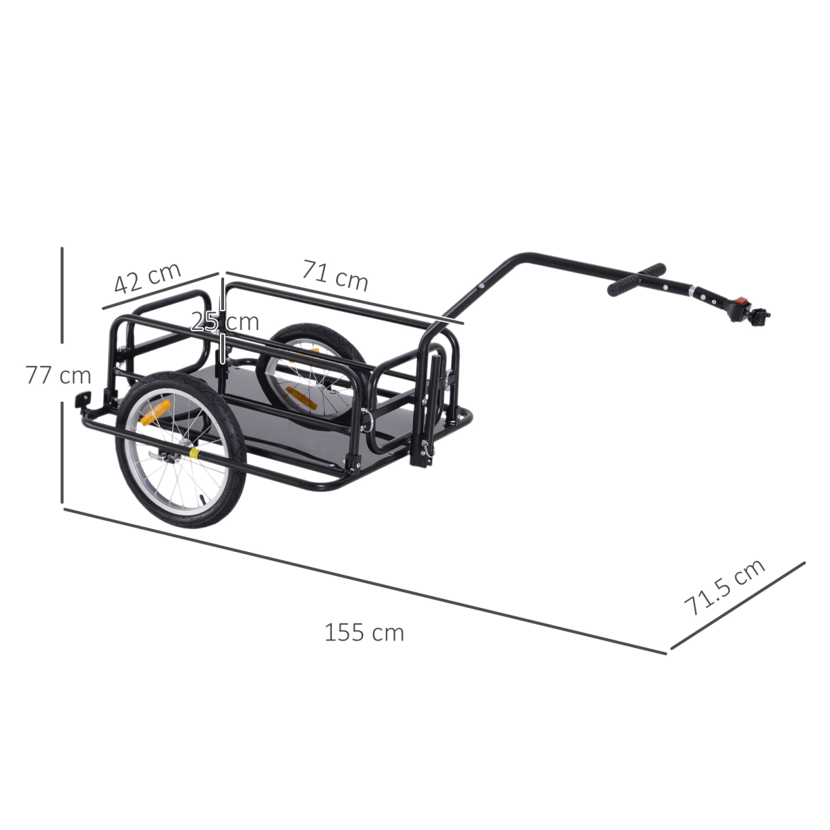 Folding Bicycle Cargo Trailer with Hitch, 40kg Capacity