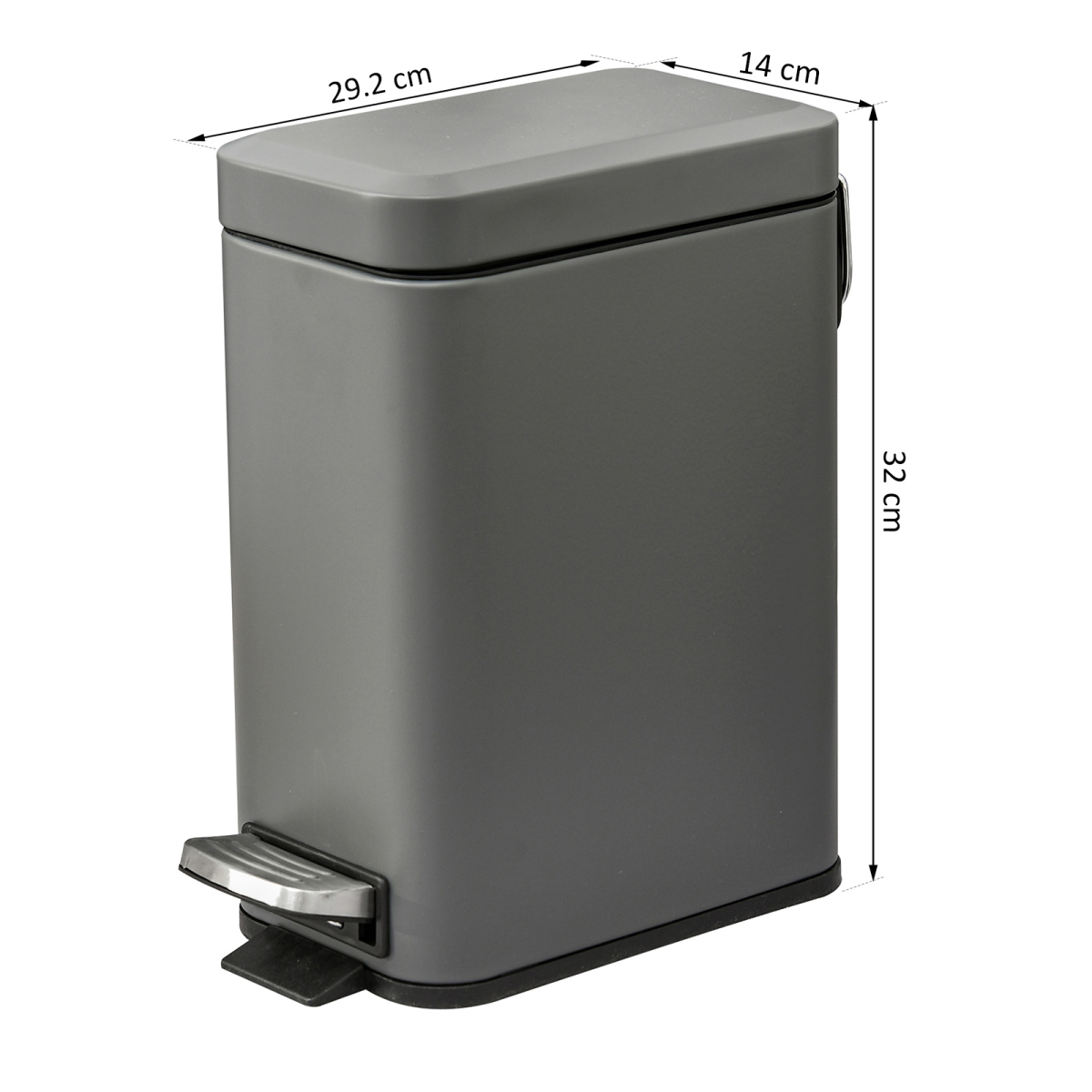 5L Steel Step Trash Can with Soft-Close Lid and Removable Bucket
