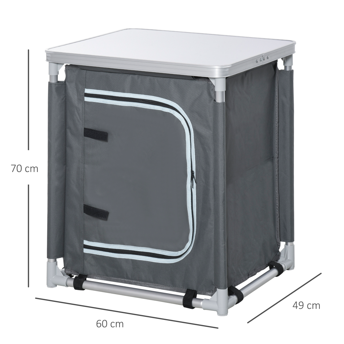 Portable Outdoor Camping Kitchen Station Cook Table with 2 Shelves, Aluminum Frame and Carry Bag
