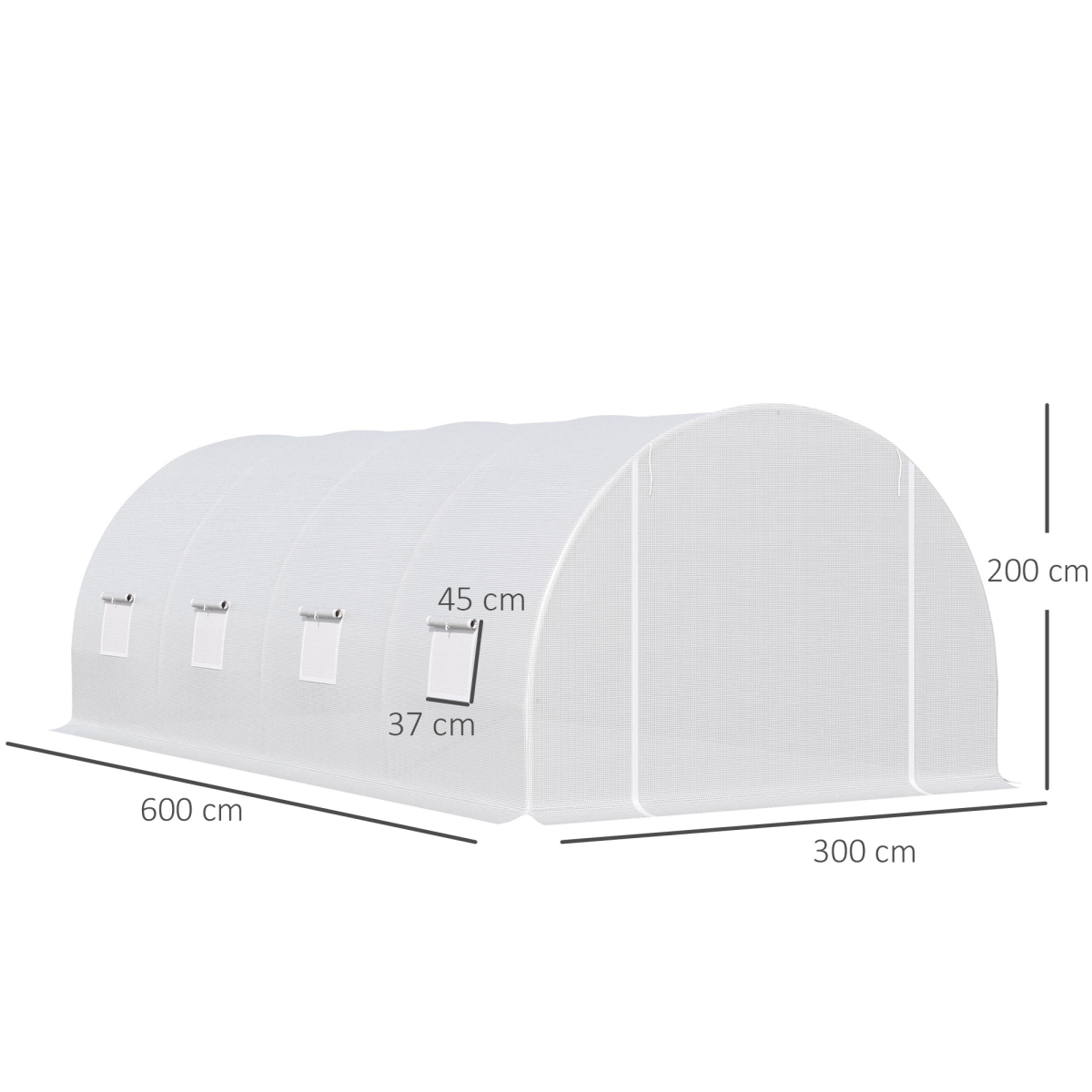 Outsunny 6 x 3 x 2 m Polytunnel Greenhouse with Zippered Door, 8 Windows