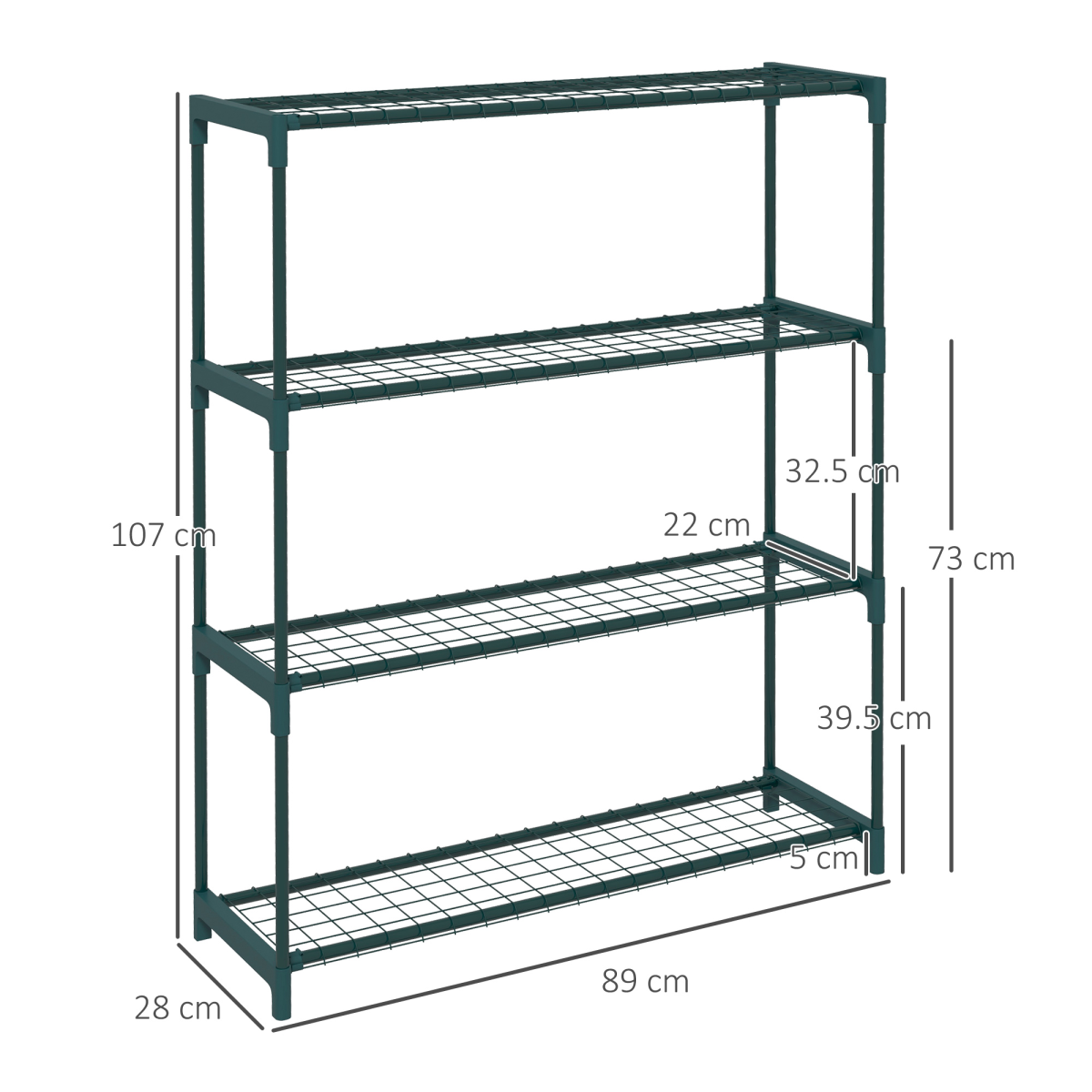 Outsunny 4-Tier Steel Plant Stand, Dark Green Flower Display Rack